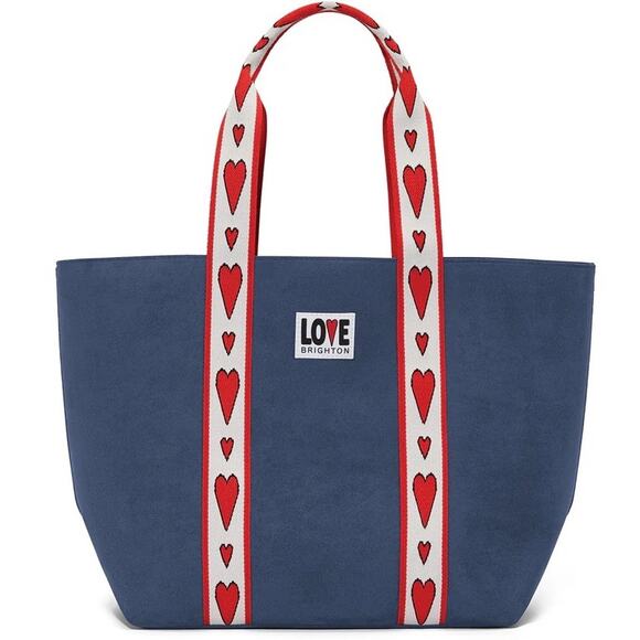 NWT - BRIGHTON Navy Red Love Tote Brand New w Tags In Unopened Plastic Packaging - Picture 1 of 6